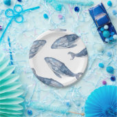 Humpback Whales in Waterverf Papieren Bordje (Feest)