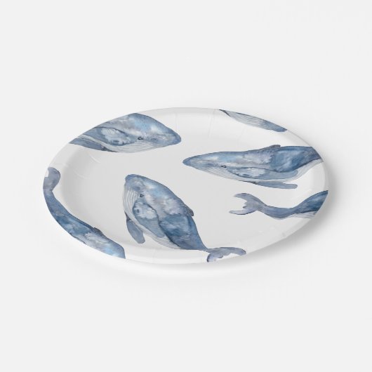 Humpback Whales in Waterverf Papieren Bordje (Gekanteld)