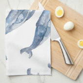 Humpback Whales in Waterverf Theedoek (Quarter Fold)