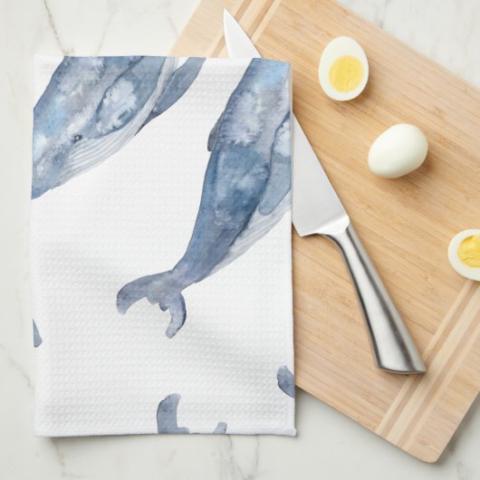 Humpback Whales in Waterverf Theedoek (Quarter Fold)