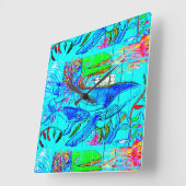 humpback whales wall clock vierkante klok (Hoek)