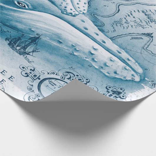 Humpbacks Blue  Map Cadeaupapier (Hoek)