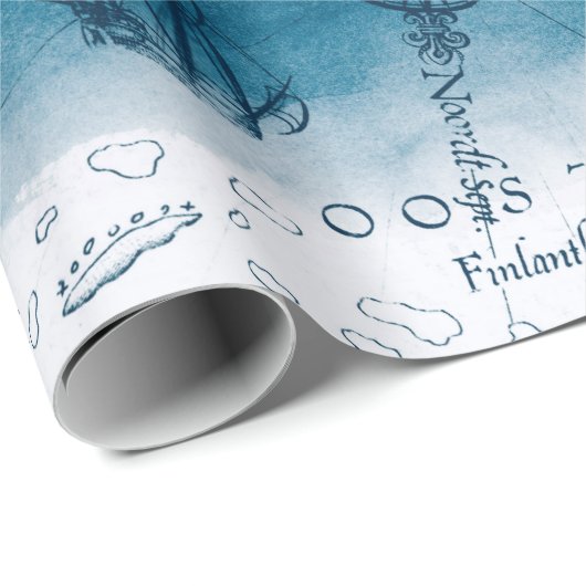 Humpbacks Blue  Map Cadeaupapier (Rol Hoek)