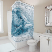 Humpbacks Blue  Map Douchegordijn (In situ)