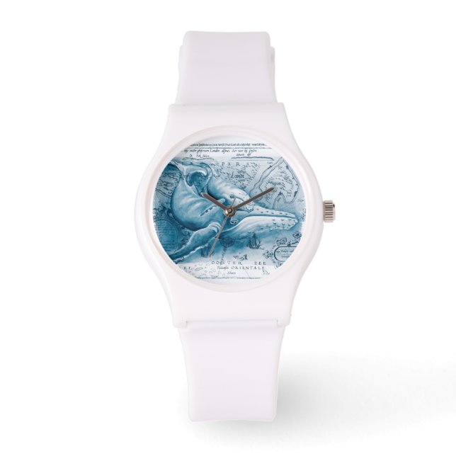 Humpbacks Blue  Map Horloge (Voorkant)