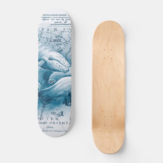 Humpbacks Blue Map Persoonlijk Skateboard (Voorkant)