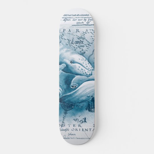 Humpbacks Blue Map Persoonlijk Skateboard (Voorkant)