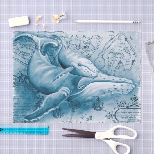 Humpbacks Blue Map Tissuepapier (Craft)