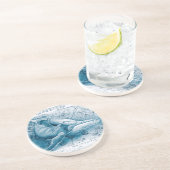 Humpbacks Blue  Map Zandsteen Onderzetter (Zijkant)