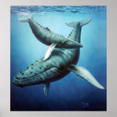 Humpbacks 'Serenity' moeder en kalf-canvas print (Voorkant)