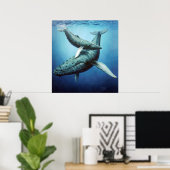 Humpbacks 'Serenity' moeder en kalf-canvas print (Thuiskantoor)
