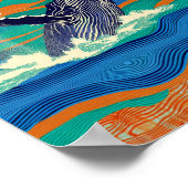 Humpbackwal Houtsnedeprent Poster (Hoek)