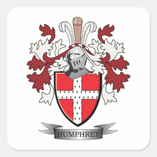 Humphrey Family Crest Coat of Arms Vierkante Sticker (Voorkant)