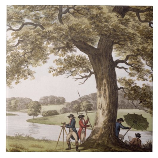 Humphrey Repton landt met Theodolite (colou) Tegeltje (Voorkant)