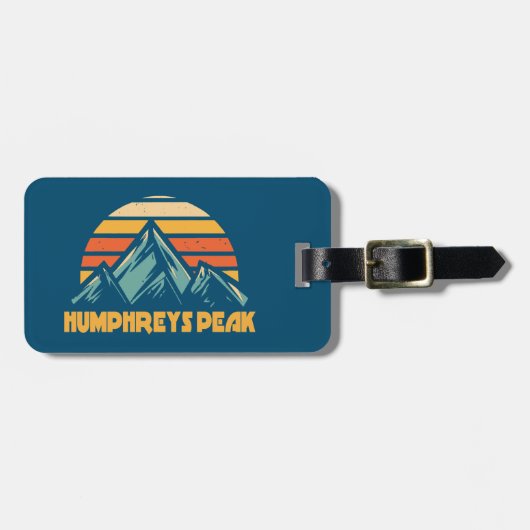 Humphreys Peak Arizona Retro Turquoise Bagagelabel (Voorkant horizontaal)