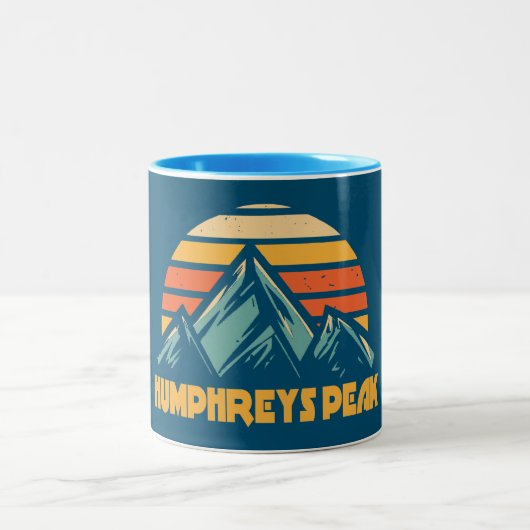 Humphreys Peak Arizona Retro Turquoise Tweekleurige Koffiemok (Center)