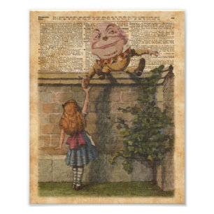 Humpty Dumpty & Alice Book Illustration Foto Afdruk