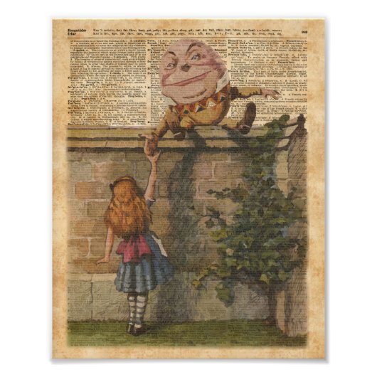 Humpty Dumpty & Alice  Book Illustration Foto Afdruk (Voorkant)