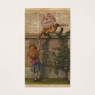 Humpty Dumpty & Alice Vintage Book Illustration Visitekaartje