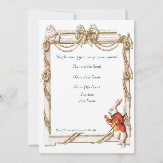 Humpty Dumpty en Alice blue en white strepen Kaart (Achterkant)