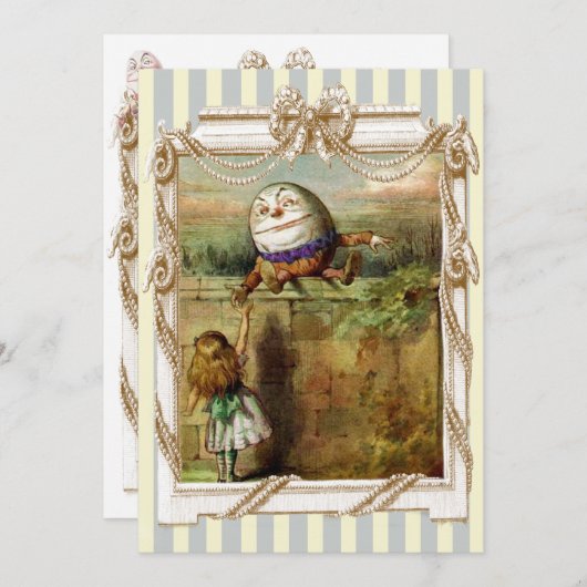 Humpty Dumpty en Alice blue en white strepen Kaart (Voorkant / Achterkant)