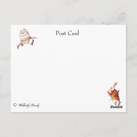 Humpty Dumpty en Alice Briefkaart (Achterkant)