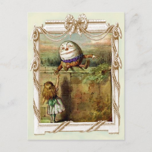 Humpty Dumpty en Alice Briefkaart (Voorkant)