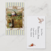 Humpty Dumpty en Alice op blauwe en witte strepen Visitekaartje (Voorkant / Achterkant)