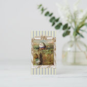 Humpty Dumpty en Alice op blauwe en witte strepen Visitekaartje (Staand voorkant)