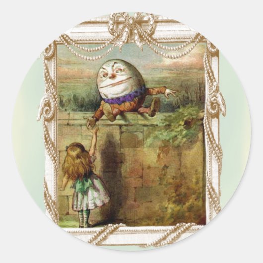 Humpty Dumpty en Alice Ronde Sticker (Voorkant)