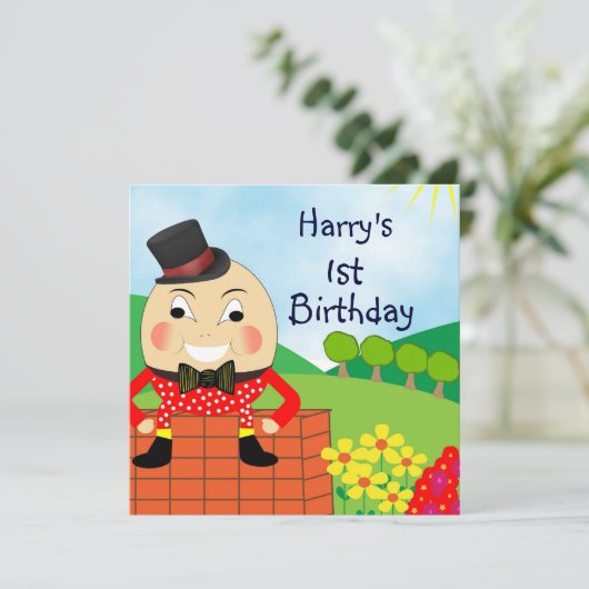 Humpty Dumpty kinder Cute Birthday Party Kaart (Staand voorkant)