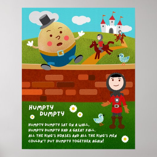 Humpty Dumpty kinderlied klasposter Poster (Voorkant)
