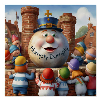 Humpty Dumpty kinderrijm waterverf op Perfect Poster