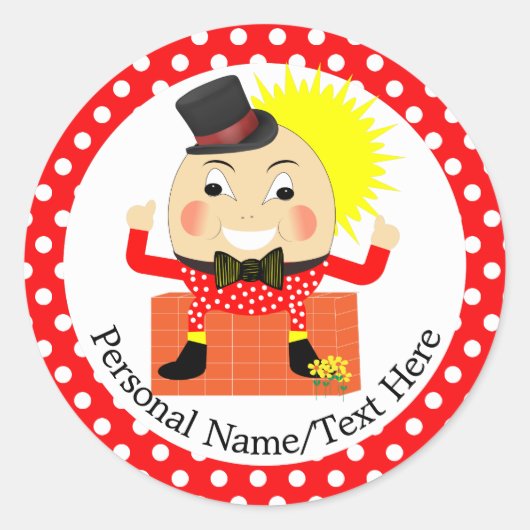 Humpty Dumpty Nursery Rhyme Schattige gepersonalis Ronde Sticker (Voorkant)