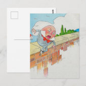 Humpty Dumpty op Muur Moeder Gans Kwekerij Rijm Briefkaart (Voorkant / Achterkant)