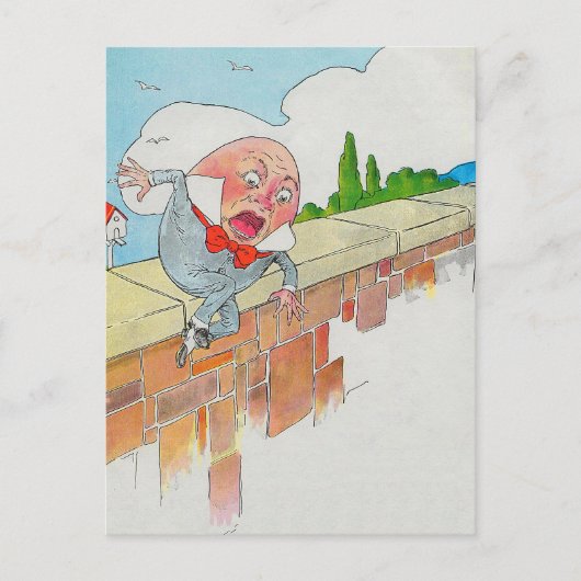 Humpty Dumpty op Muur Moeder Gans Kwekerij Rijm Briefkaart (Voorkant)