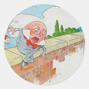 Humpty Dumpty op Muur Moeder Gans Kwekerij Rijm Ronde Sticker