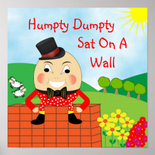 Humpty Dumpty Sat on the Wall Nursery Rhyme Poster