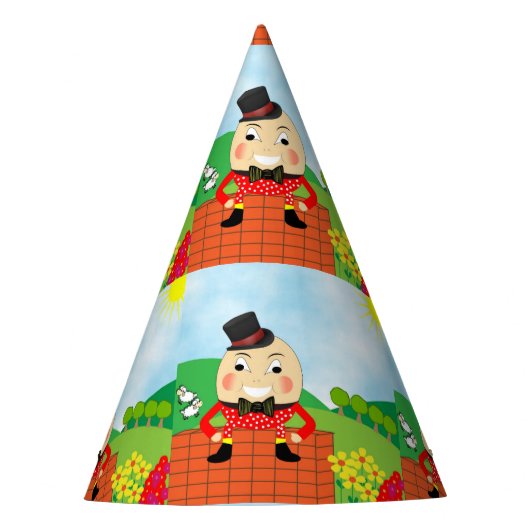 Humpty Dumpty Thleed Kids Birthday Party Editable Feesthoedjes (Voorkant)