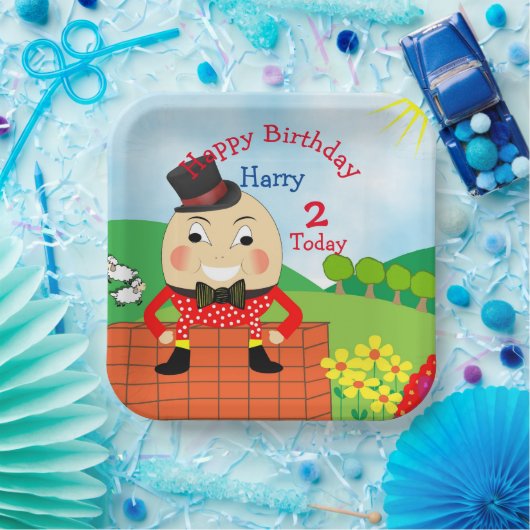 Humpty Dumpty Thleed Kids Birthday Party Editable Papieren Bordje (Feest)