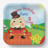 Humpty Dumpty Thleed Kids Birthday Party Editable Papieren Bordje (Voorkant)