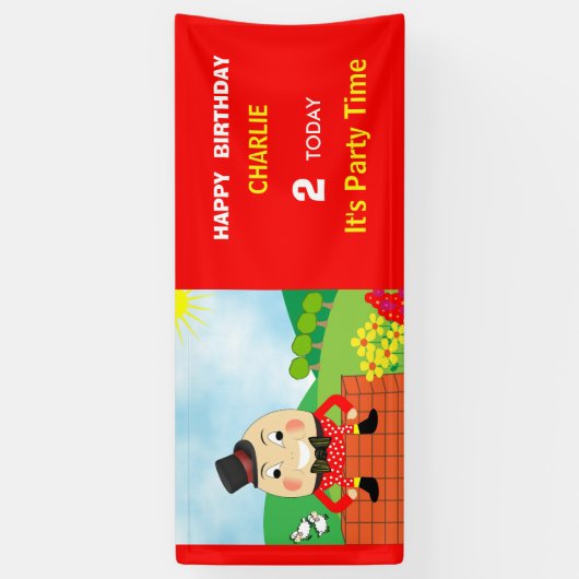 Humpty Dumpty Thleed Kids Birthday Party Editable Spandoek (Verticaal)