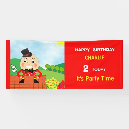 Humpty Dumpty Thleed Kids Birthday Party Editable Spandoek (Horizontaal)