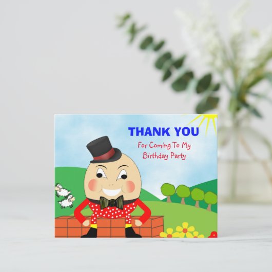 Humpty Dumpty Thormed Kinder Dank u Briefkaart (Staand voorkant)