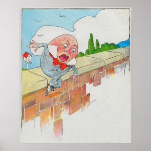 Humpty Dumpty zat aan de muur Poster