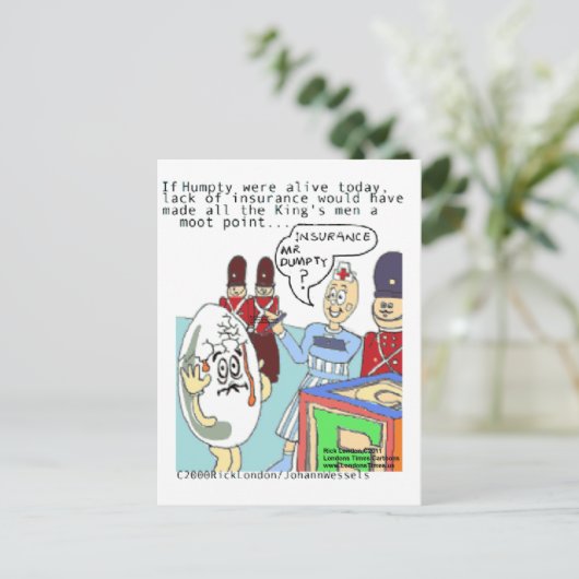Humpty & Medical Insurance Funny T - shirts Kaarte Briefkaart (Staand voorkant)