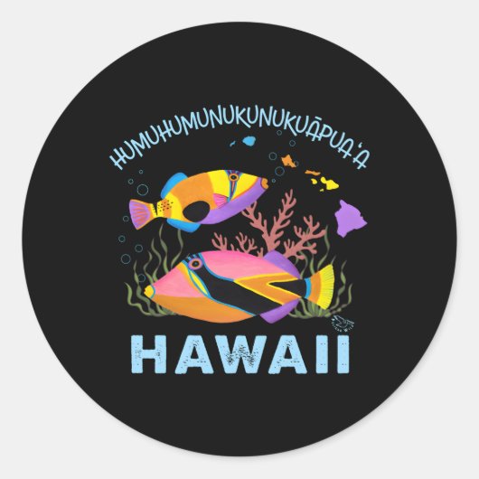 Humuhumunukunukuapua'a Hawaii State Fish Ronde Sticker (Voorkant)