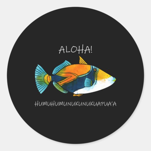 Humuhumunukunukuapua'a Olelo Hawaiian Reef Trigger Ronde Sticker (Voorkant)