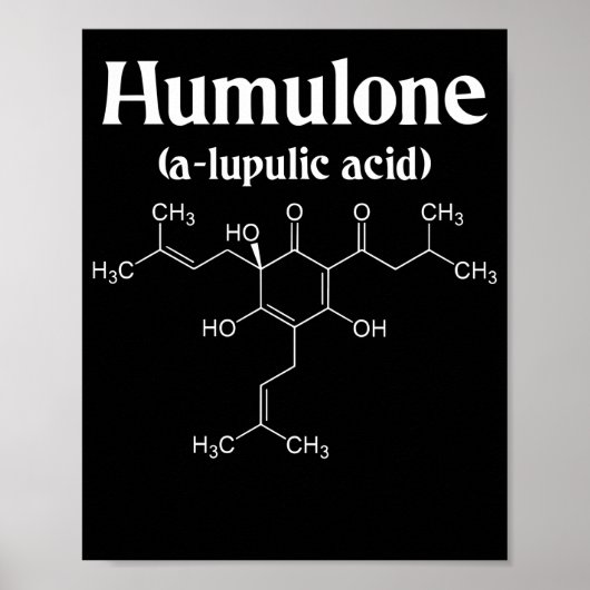 Humulone Molecule Geeky Beer Brewing Science Poster (Voorkant)
