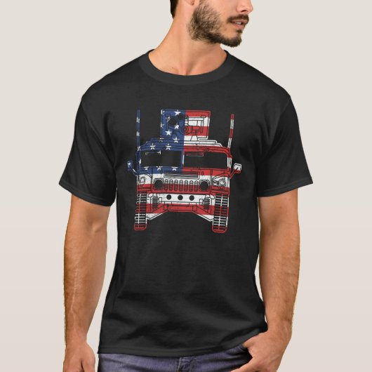 Humvee Amerikaanse Vlag Militaire Voertuig Front H T-shirt (Voorkant)